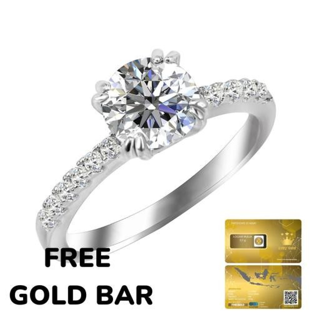 
                                                            Cincin 1 Carat Berlian Molssanlte 925 Silver