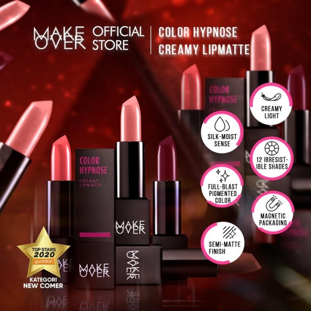 [SPECIAL MASTERSHADE] MAKE OVER Color Hypnose Creamy Lipmatte 4.3 g - Lipstick Lipstik Lipcream - 01 Charm