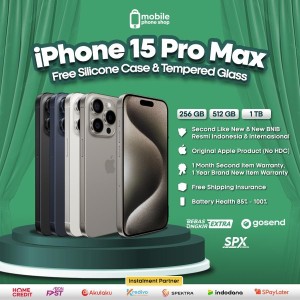 
                                                            IPHONE 15 PRO MAX 128 256 512 GB 1 TB - SECOND IN BOX - IBOX / RESMI - TITANIUM, 256 GB 2ND IBOX