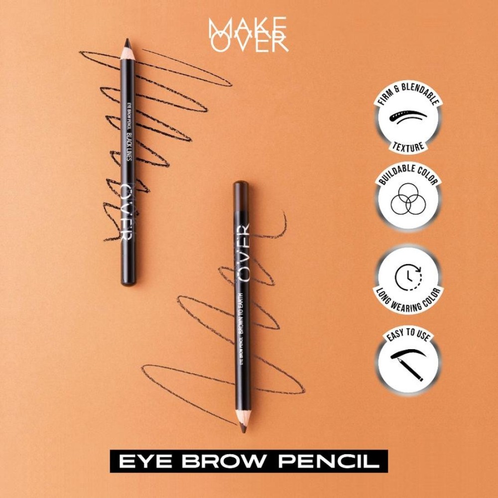 MAKE OVER Eye Brow Pencil | Eyebrow Pensil Alis - BLACK LINES