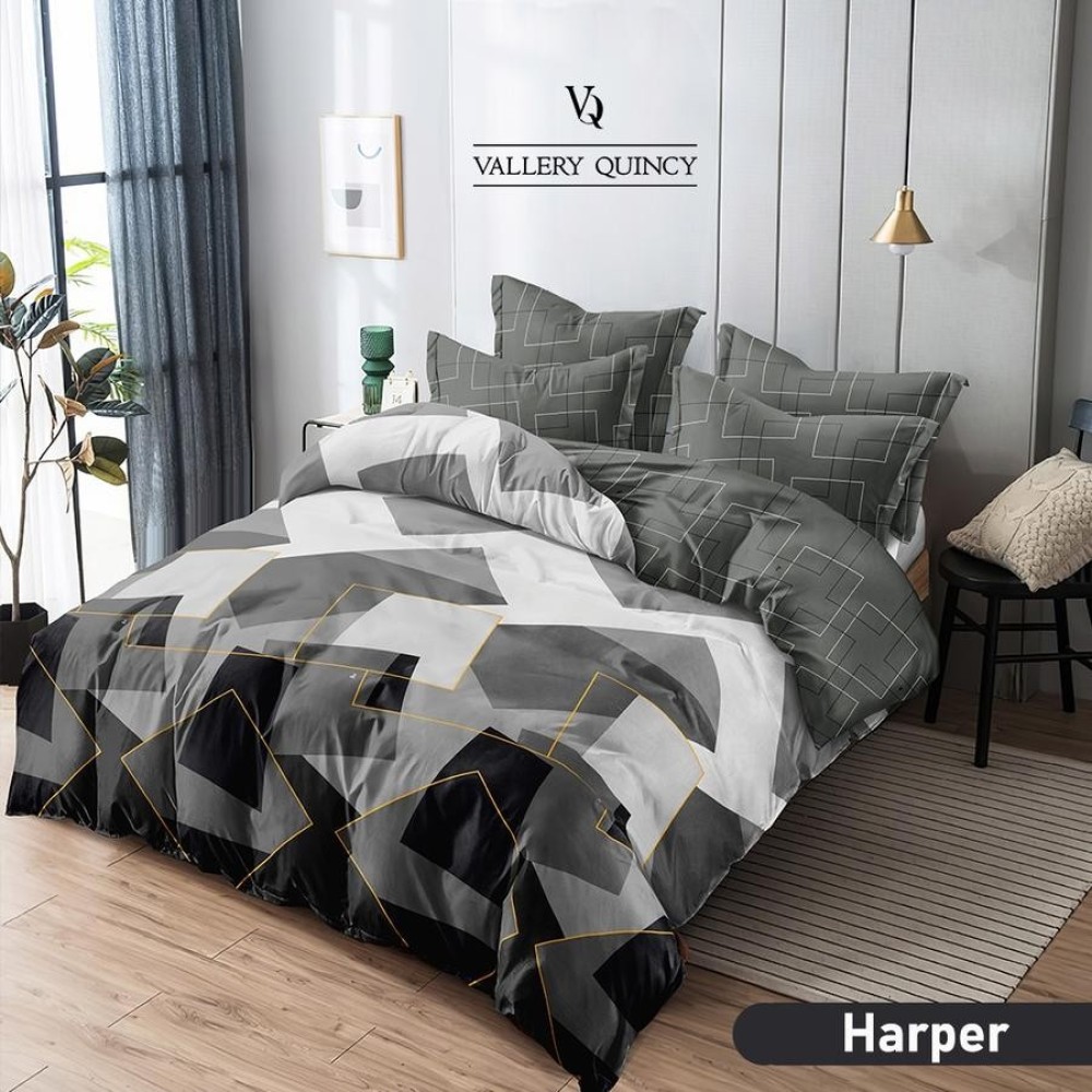 satu set bed cover 180x200 vallery quincy katun jepang new motif - Bruno, 200x200 SatuSet