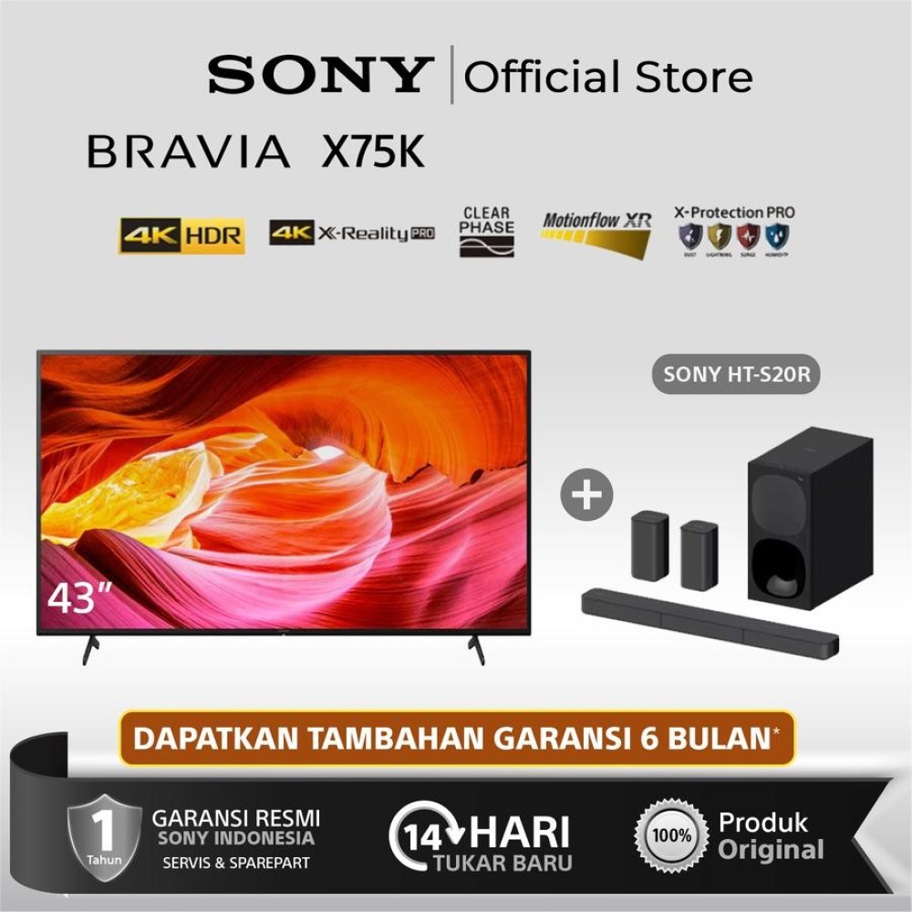 SONY Bravia X75K 43 Inch 4K HDR TV,Smart TV KD 43X75K - Tv Only