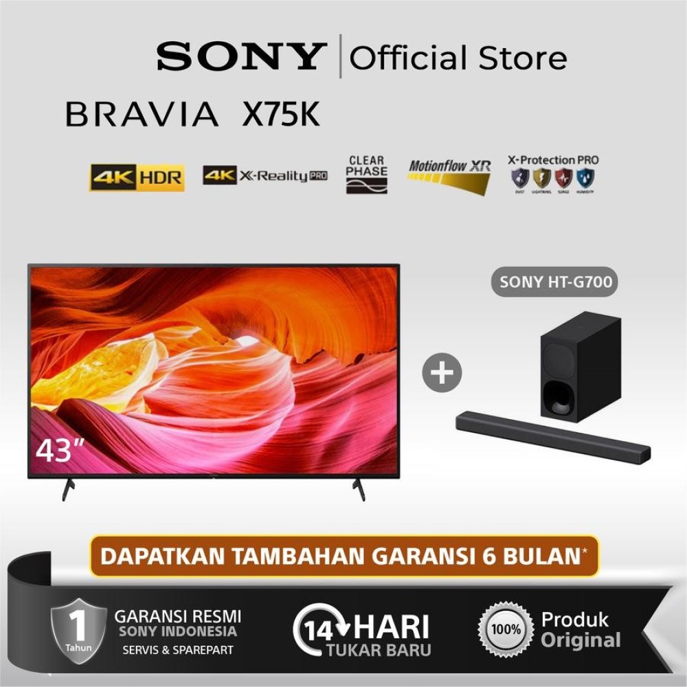 SONY Bravia X75K 43 Inch 4K HDR TV,Smart TV KD 43X75K - Tv Only
