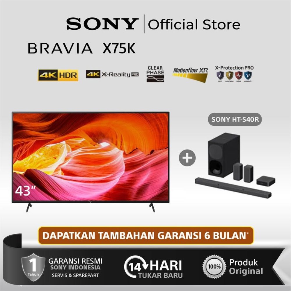 SONY Bravia X75K 43 Inch 4K HDR TV,Smart TV KD 43X75K - Tv Only